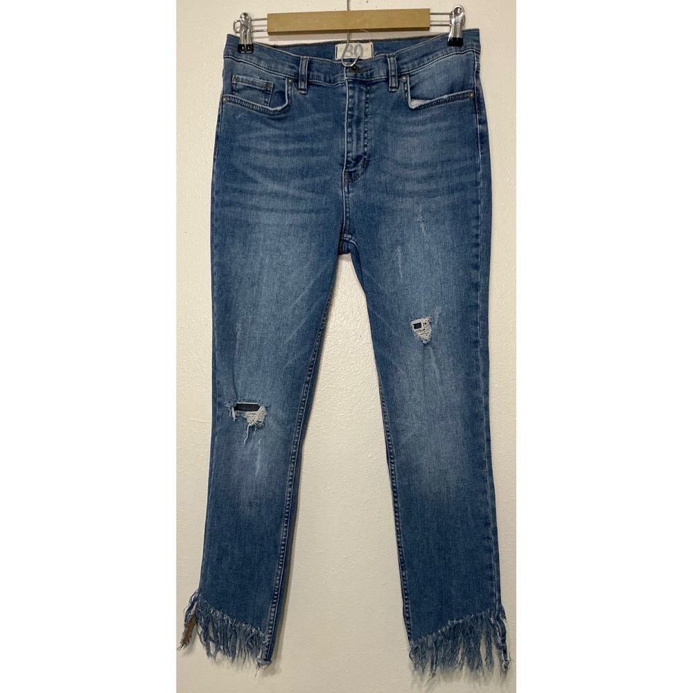 We The Free Distressed Frayed Hem Skinny Jeans Medium Wash 30 Streetwear Grunge